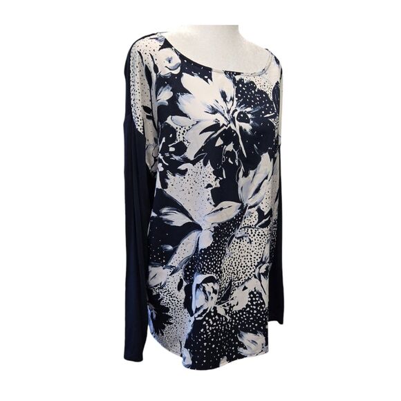 Chico's Floral Knit Woven Tunic Top Size 3 - Picture 5 of 11